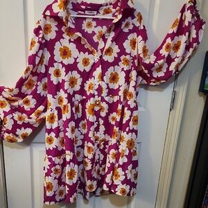 Floral Pink and White Dress